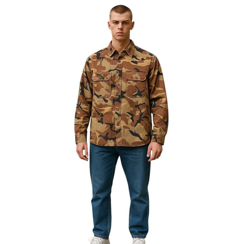 Wallace & Barnes J. Crew Camo Jacket Field Coat Cotton Canvas Over Shirt Mens S